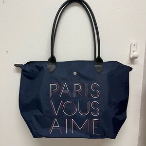 Never used navy blue Paris airport longchamp